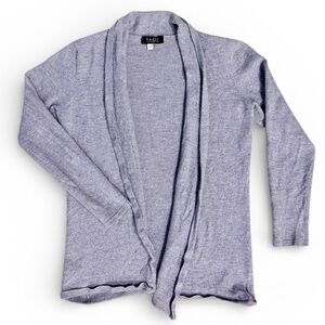 Forte Cashmere 100% Cashmere Open Front Wrap Cardigan Gray Lilac Large
